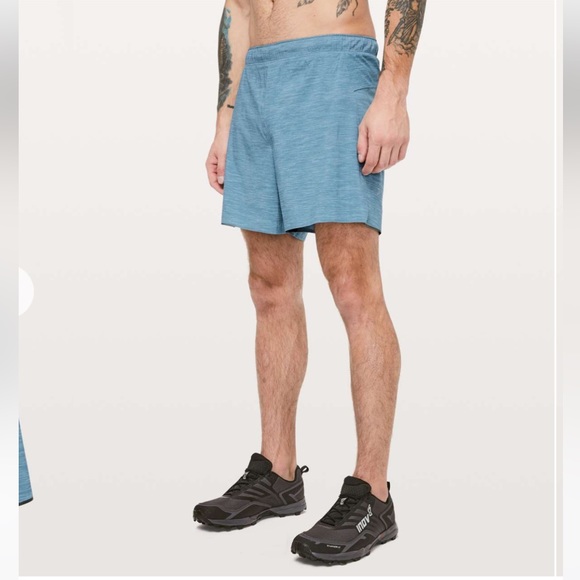 lululemon athletica Other - Lululemon Heather Allover Blue Cast Utility Blue surge shorts lined 6”